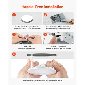 12 Pack 4 pollici LED da incasso luce da soffitto 5CCT Ultra-sottile Wafer Canless faretto 800 LM alta luminosità 9W 120V illuminazione domestica - Product Image 5
