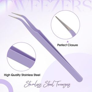 Pince à cils isolante classique en acier inoxydable, couleur violette, anti-magnétique, forme en L, 45 degrés, pour extensions de cils - Grande Vente - Product Image 5