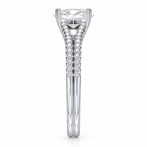 1.20 CTS Oval <b>Split</b> Shank Pave Solitaire Engagement <b>Ring</b> Classic 14K Yellow Gold IGI Certified Lab Grown Diamond Rhodium Plated - Product Image 2