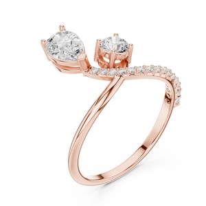 Anillo Inteligente de Diamante Cultivado en Laboratorio de Alta Calidad, Corte Pera de 0.50 CT, Oro Sólido de 14K con Piedras Laterales Redondas, Joyería Elegante - Product Image 2