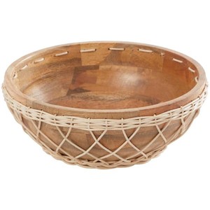 Bol décoratif rustique avec design en rotin tressé - Fait main, diamètre 28 cm, vente en gros - Product Image 1