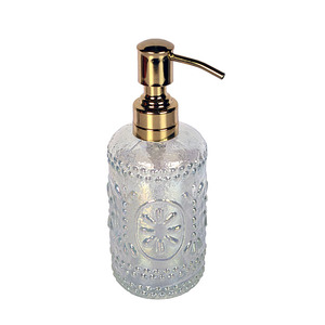 Dispensador de Jabón Líquido Redondo de Vidrio de Lujo Moderno con Bomba Dorada para Accesorios de Baño - Product Image 3