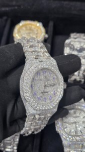 Montre de luxe en acier inoxydable, mouvement mécanique automatique, édition limitée, sertie de moissanite, pour homme, avec boîte - Product Image 2