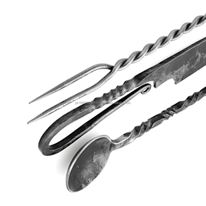 Ensemble de couverts 3 pièces en acier au carbone forgé à la main avec étui en cuir doux couteau de camping ensemble de couteaux médiévaux ensemble de voyage - Product Image 6