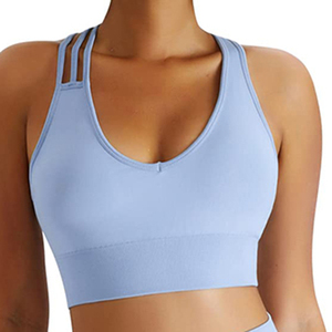 Ensemble de yoga pour femmes économique avec bretelles croisées et col rond en tissu spandex sans couture pour l'entraînement, la course et les exercices - Product Image 3