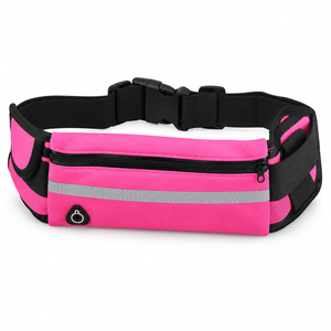 Ceinture de course à pied avec 2 poches zippées, sangle réglable réfléchissante, porte-téléphone pour hommes et femmes, imperméable - Product Image 1