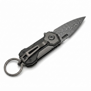 Navaja de Damasco Hecha a Mano, Cuchillo Plegable Compacto Premium, Herramienta Utilitaria Pequeña de Bolsillo, Accesorio Portátil para Uso Diario - Product Image 3