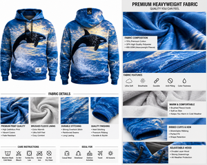Sudadera con Capucha Personalizada con Estampado 3D de Orca y Olas del Océano, Sudadera con Gráficos en Toda la Superficie, Ropa Urbana para Hombre y Mujer, Venta al Por Mayor - Product Image 5