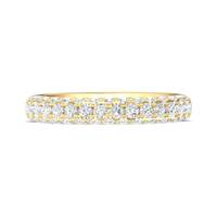 Bague de luxe classique pour femme en or jaune 14 carats plaqué rhodium, sertie de trois rangées de diamants brillants de laboratoire de 1,50 carat total, certifiée IGI