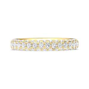 Bague de mariage de luxe en or jaune 14 carats plaqué rhodium, sertie de trois rangées de diamants brillants cultivés en laboratoire de 1,50 CTW, certifiée IGI - Product Image 1