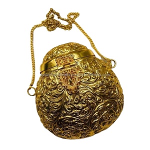 Best Quality Vintage Silver Antique Sling <b>Bag</b> Hand Embossed <b>Gold</b> <b>Clutch</b> <b>Bags</b> Available With Metal Strap and Etched Handle Purse - Product Image 1
