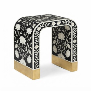 <b>Black</b> & White Striped Bone Inlay <b>Coffee</b> <b>Table</b> <b>Modern</b> Geometric Round Center <b>Table</b> Luxury Resin Handicraft Living Room Furniture - Product Image 6