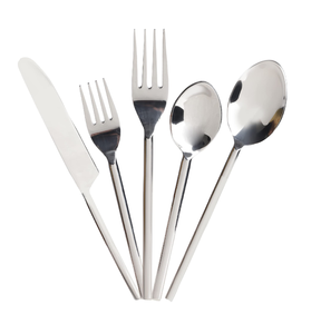 Juego de cubiertos de 5 piezas de acero inoxidable, cuchara, tenedor y cuchillo para mantequilla, artesanía, cucharas pulidas con efecto espejo - Product Image 1