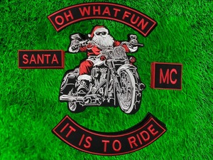 Set de Parches Bordados de Papá Noel Motero: Oh, qué diversión hay en montar en moto - Product Image 4