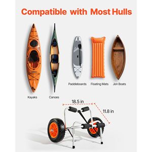 Carrello da Kayak pieghevole Pneumatici in gomma piena da 10 pollici Capacità di carico 250 libbre 1 cinturino a cricchetto per Kayak canoe Jon barche tappetini galleggianti - Product Image 5