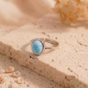 Vente en gros de bagues fines en argent sterling 925, pierres précieuses Larimar originales, moissanite, bijoux de mariage religieux pour femmes, prix d'usine - Product Image 3