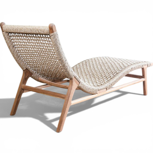 เก้าอี้อาบแดดสไตล์โมเดิร์น โครงไม้สัก พร้อมวัสดุเชือกถัก สำหรับตกแต่งบ้าน - Product Image 4