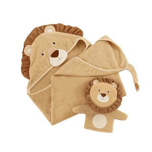Juego de toallas con capucha de león para recién nacidos, de tela de rizo suave y absorbente, toalla con capucha para niños - Product Image 1