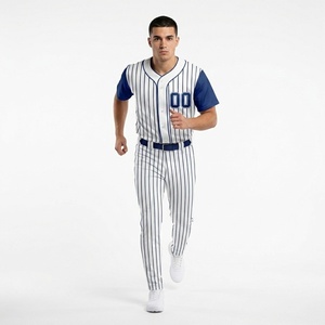 Camiseta de béisbol con logo personalizado para hombre, uniforme de béisbol a rayas, camiseta de béisbol 100% poliéster, camiseta de manga corta con pantalones - Product Image 3