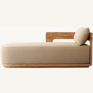 Chaise longue en teck au style moderne, idéale pour se détendre confortablement au bord de la plage et profiter de l'air frais avec un coussin en mousse souple. - Product Image 1