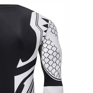 <b>Men's</b> Full Sleeve <b>Compression</b> Rash Guard Heat-Transfer Print Eco-Friendly Breathable Quick Dry Spandex Polyester Gym Top - Product Image 3