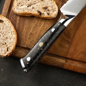 Custom Handmade Eco-Friendly Dishwasher Safe Ambidextrous <b>Bread</b> <b>Knife</b> Damascus Steel Resin Handle 9 in Modern - Product Image 3