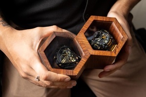 Watch Box for Men Double Slot Watch & Jewelry <b>Display</b> <b>Case</b> Dark Brown Indian Rosewood Storage Box Valentine's Gift - Product Image 4