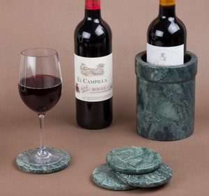 Juego de 4 Posavasos de Mármol Verde con Base de Corcho |   Juego de Posavasos de Piedra Natural Ecológicos |   Accesorios de Lujo para Barra de Bar - Product Image 4