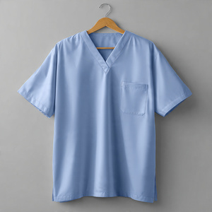 High Quality Unisex Nurse <b>Scrub</b> Tops 100% Cotton Knitted Fabric Comfortable Breathable Customizable Color & Logo - Product Image 2