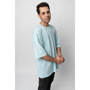 Camiseta de hombros caídos de alta calidad con estampado personalizado para hombre, estilo urbano, oversize, de algodón grueso, corte holgado - Product Image 4