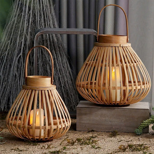 Linterna de ratán tradicional | Lámpara decorativa artesanal Bohemia - Product Image 3