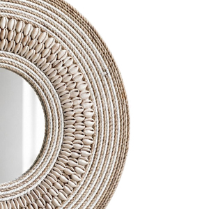 Round Sea Shell & Natural Rope Frame Wall <b>Mirror</b>, Minimalist Coastal Decor, Wall <b>Hanging</b> <b>Mirror</b> - Product Image 3