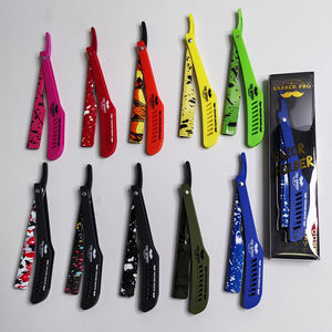 Adjustable <b>Blade</b> ABS <b>Barber</b> Razor with Stainless Steel <b>Blade</b> and Speckle Handle in Yellow Black Red Green Blue - Product Image 2