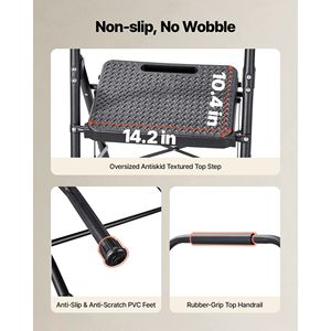 Sgabello Pieghevole Leggero con Capacità di 270 Kg, Pedali Larghi Antiscivolo e Impugnatura Confortevole - Product Image 3
