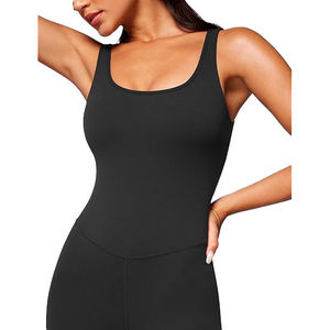 Wholesale OEM Service Yoga Bodysuit Women <b>Jumpsuit</b> Seamless Gym Wear High Waist Spandex Polyester <b>Mesh</b> Sleeveless <b>Jumpsuits</b> - Product Image 2