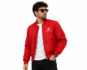 Chaqueta Bomber Roja de Invierno Personalizada al por Mayor para Hombre, Ligera, Informal, con Logotipo Bordado Personalizado, Fabricación OEM/ODM - Product Image 1