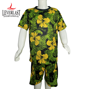 Ensemble T-shirt et short assortis pour enfants, imprimé personnalisé, tenue d'été pour la plage, homme, uni, 100% polyester, séchage rapide, léger - Product Image 1