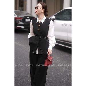 Chemisier sans manches HAGOO pour femme, style vintage, col asymétrique, respirant, coupe droite, en sergé coréen structuré, idéal pour le bureau A979 - Product Image 4