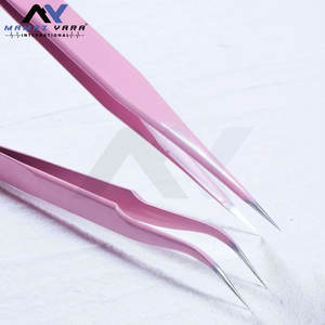 Juego de 2 Pinzas para Pestañas de Acero Inoxidable Rosa, Aplicadores de Pestañas para Maquillaje Preciso, Tipo Belleza - Product Image 3