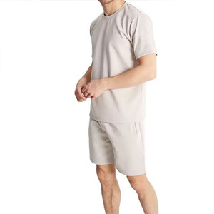 T-shirts à manches courtes et col rond bleu marine pour hommes Perfectionists, ensemble court, coupe régulière, décontracté, respirant, léger, 220g, 100% coton - Product Image 2