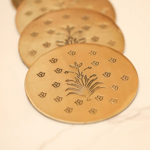Royal Concentric Brass <b>Coaster</b> Set Handcrafted Premium Round <b>Drink</b> <b>Coasters</b> Heat Resistant Table Protector Luxury Bar Gift - Product Image 3