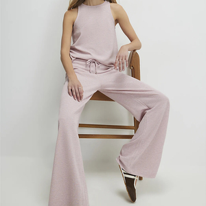 Servicio OEM ODM Aceptable, Conjuntos de Ropa de Salón sin Mangas para Mujer, Precio Razonable, Chaleco y Pantalones Anchos de Corte Holgado, Conjunto de Salón para Damas - Product Image 3