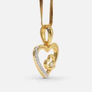 Collar con Colgante de Doble Corazón en Oro Amarillo con Diamante Cultivado en Laboratorio - Product Image 6