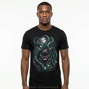 T-shirt graphique personnalisé pour homme, imprimé squelette thoracique, en coton vert, style gothique streetwear, haute qualité, manches courtes - Product Image 5