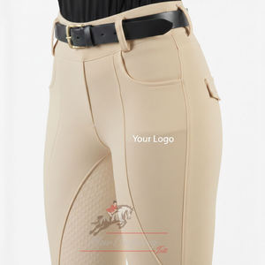 Leggings d'équitation personnalisés pour femmes, taille haute, avec grip en silicone intégral, poche pour téléphone, respirants, OEM - Product Image 1