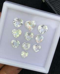 Natural Rainbow Moonstone Heart Shape Faceted Blue <b>Flash</b> Calibrated Small Gems For Jewelry Making Supply - Product Image 3