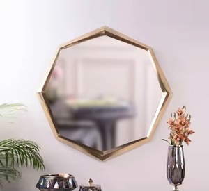 Miroir mural décoratif suspendu, forme attrayante, miroirs muraux en métal pour l'entrée, le salon et la décoration de la chambre à coucher - Product Image 2