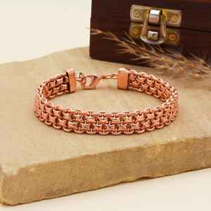 กำไลข้อมือทองแดงแท้ กำไลทองแดงหนาสำหรับผู้ชายและผู้หญิง กำไลทองแดงบำบัด 100% กำไลทองแดงทำมือ - Product Image 5