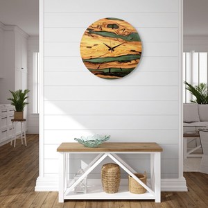 Olive Wood Wall Clock with Epoxy Resin: Handmade Rustic Decor - Product Image 6
