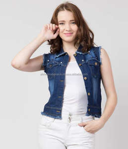 Veste en jean à manches longues pour femmes de haute qualité les plus populaires personnalisables en gros peau de mouton coton Jean vestes traitement teint - Product Image 3
